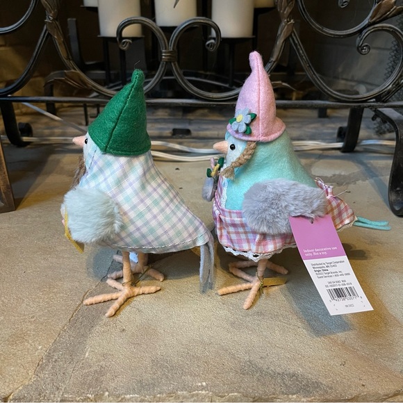 NWT Spring Set of Two Boy and Girl Gnome Felt Bird Decor - Picture 2 of 4